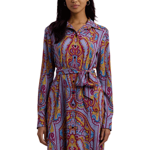 Lauren Ralph Lauren Paisley Belted Crepe Shirtdress